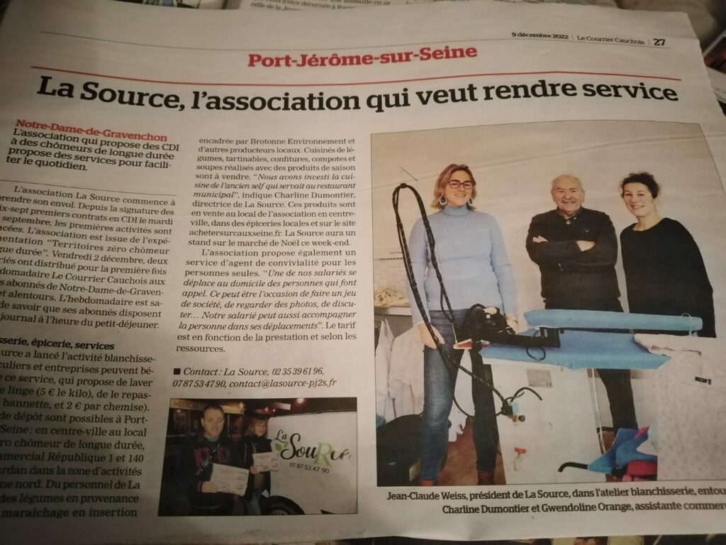 Article LA Source PJ2S L'association qui rend service